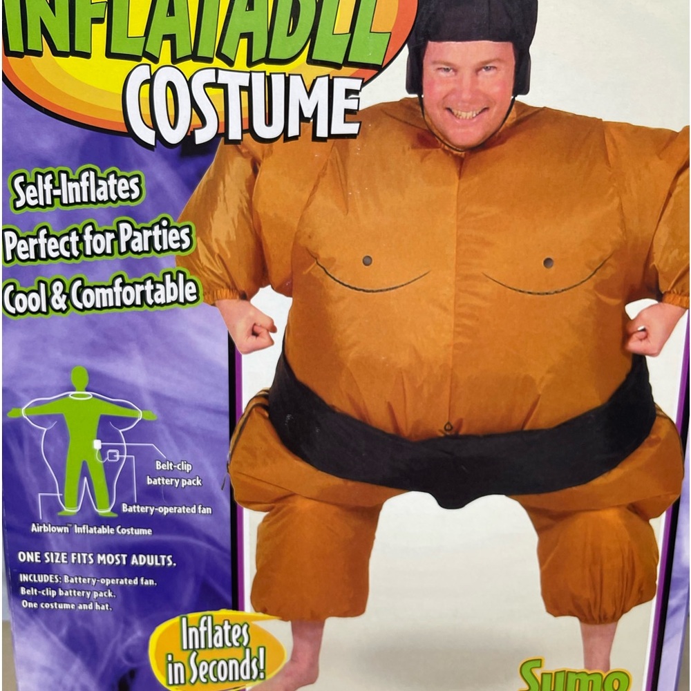 Inflatable sumo wrestler costume generous large one size.